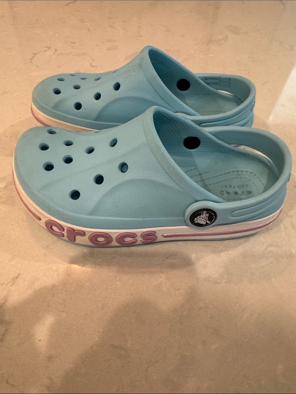 CROCS Kids Light Blue Clog with Purple Accent Size C12